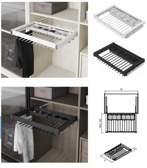 Undermount Rail Aluminium Functional Trouser Rack