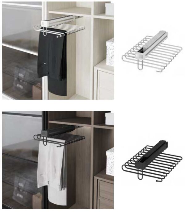 Telescopic Rail Aluminium Trouser Rack - Single