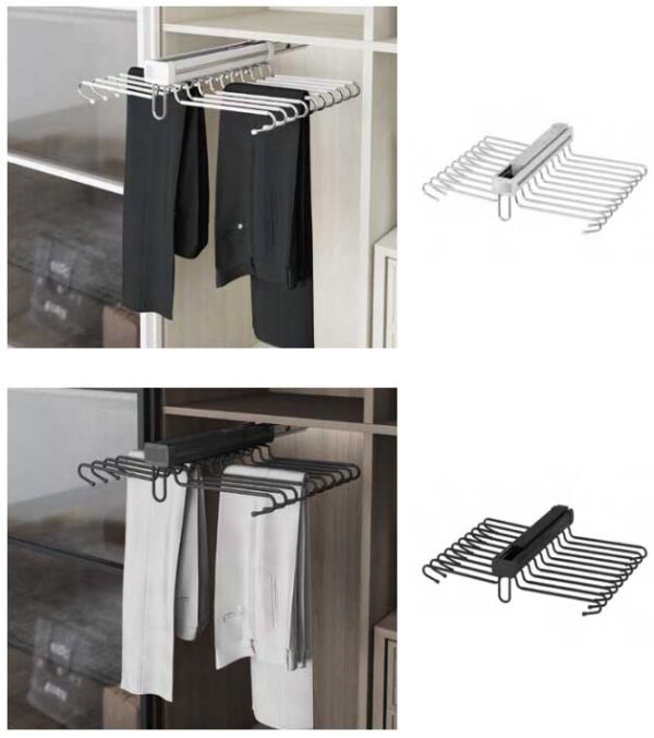 Telescopic Rail Aluminium Trouser Rack - Double